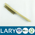(7453)hot selling copper wire brush long bent wooden handle brass wire brush